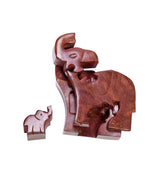 Mom and Baby Elephant Puzzle Box - Hand Carved Wood, Fair Trade by Matr Boomie - Sumiye Co