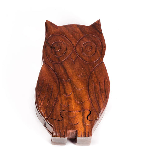 Owl Puzzle Box - Ethically Hand Carved Sheesham Wood by Matr Boomie - Sumiye Co
