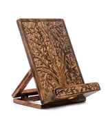 Aranyani Tree of Life Book Holder Tablet Stand - Hand Carved Wood by Matr Boomie - Sumiye Co