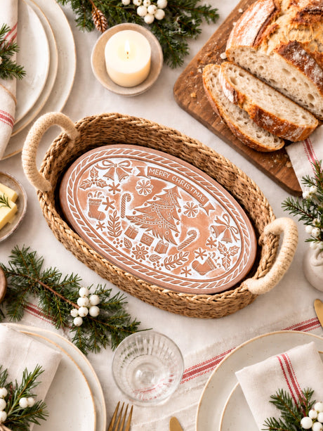 Bread Warmer & Basket - Christmas Oval-2