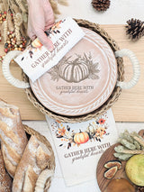 Bread Warmer & Basket Gift Set with Tea Towel - Pumpkin Round-1
