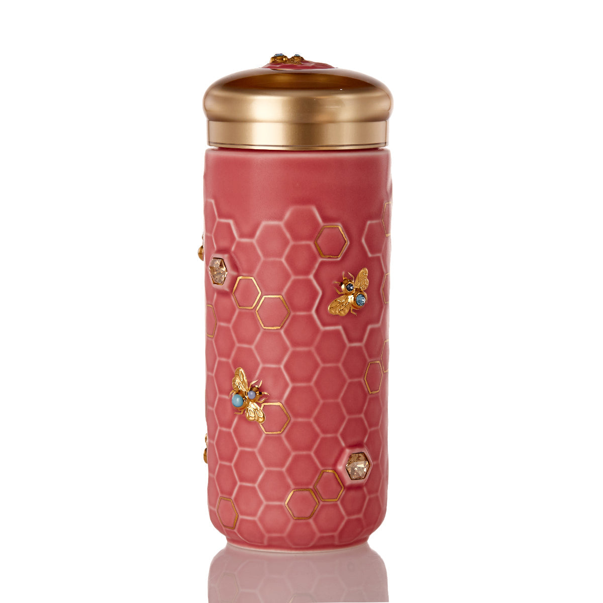 Ceramic Travel Mug | Honey Bee & Crystals - Hand Painted (12 oz)-2