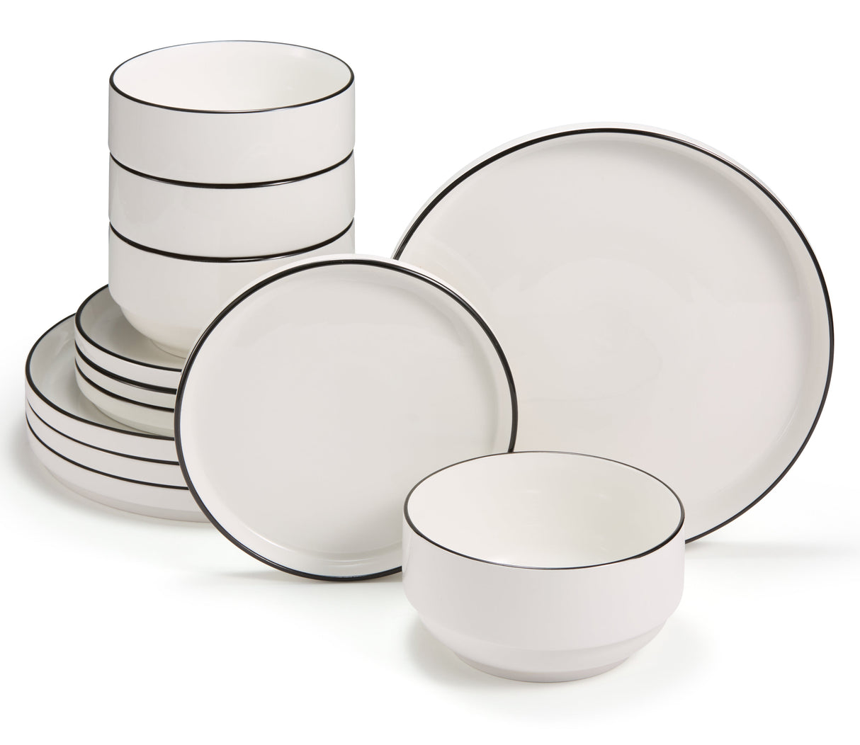 Dinnerware Set, 12 Piece Service for 4, Ceramic, Cambridge Classics