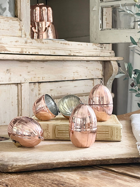 Copper Handmade Egg Ornaments Set/4 | Vintage Inspired - Sumiye Co