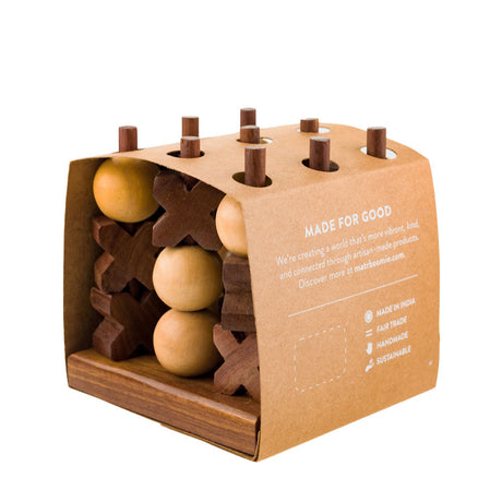 3D Tic Tac Toe Game Set - Handcrafted Wood by Matr Boomie - Sumiye Co