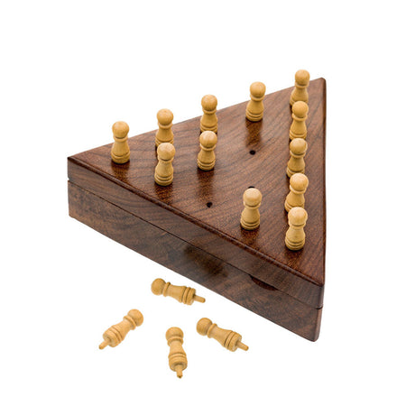 Triangle Peg Board Game - Handcrafted Wood by Matr Boomie - Sumiye Co