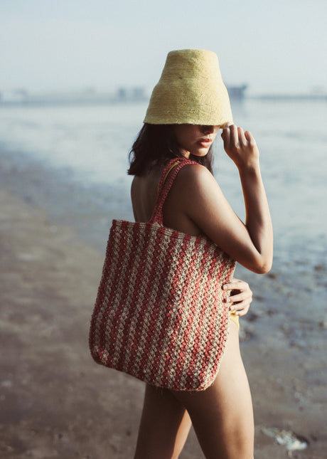 Louisa Striped Straw Tote Bag - Sumiye Co
