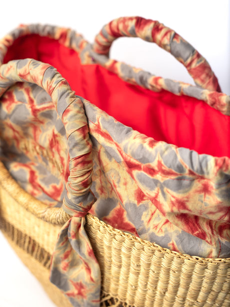 Butterfly Bag Medium - Natural w/ Light Grey and Red Lining - Sumiye Co