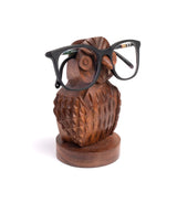 Owl Eyeglass Holder Stand - Hand Carved Wood by Matr Boomie - Sumiye Co