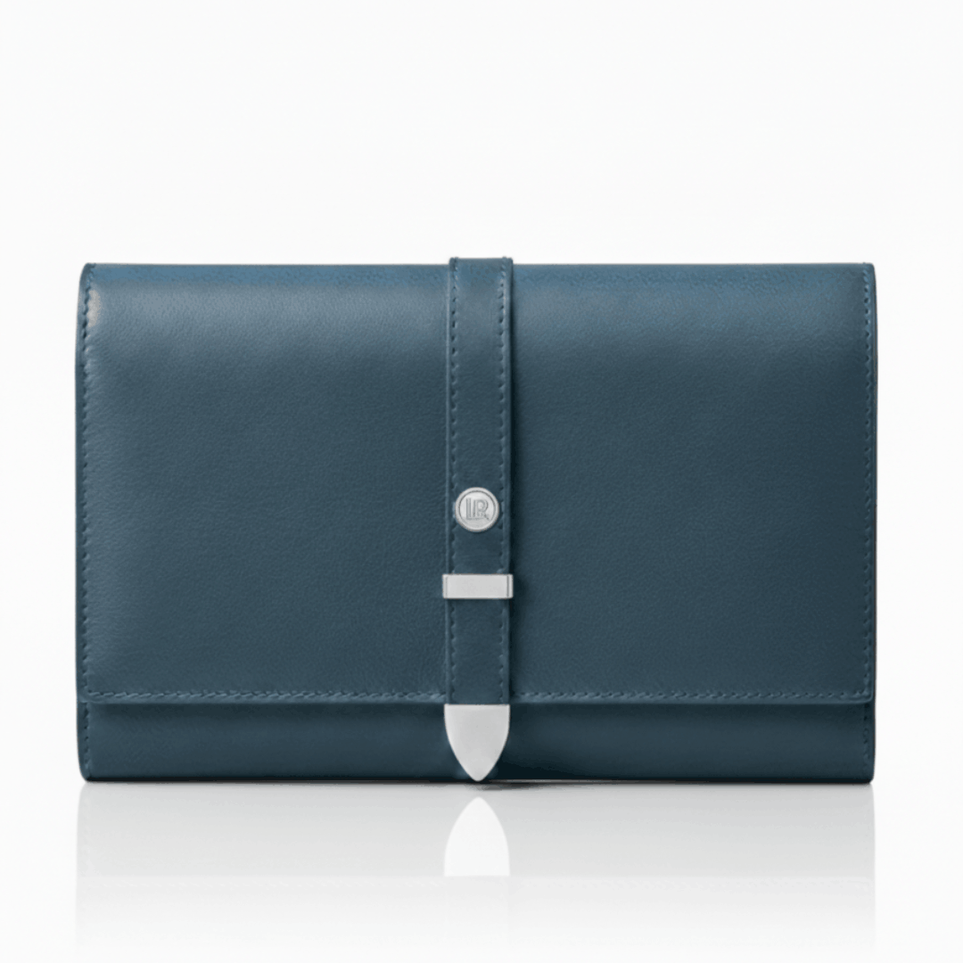 Aspen Navy Blue Plant-Based Leather Travel Wallet - Sumiye Co