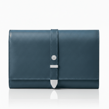 Aspen Navy Blue Plant-Based Leather Travel Wallet - Sumiye Co