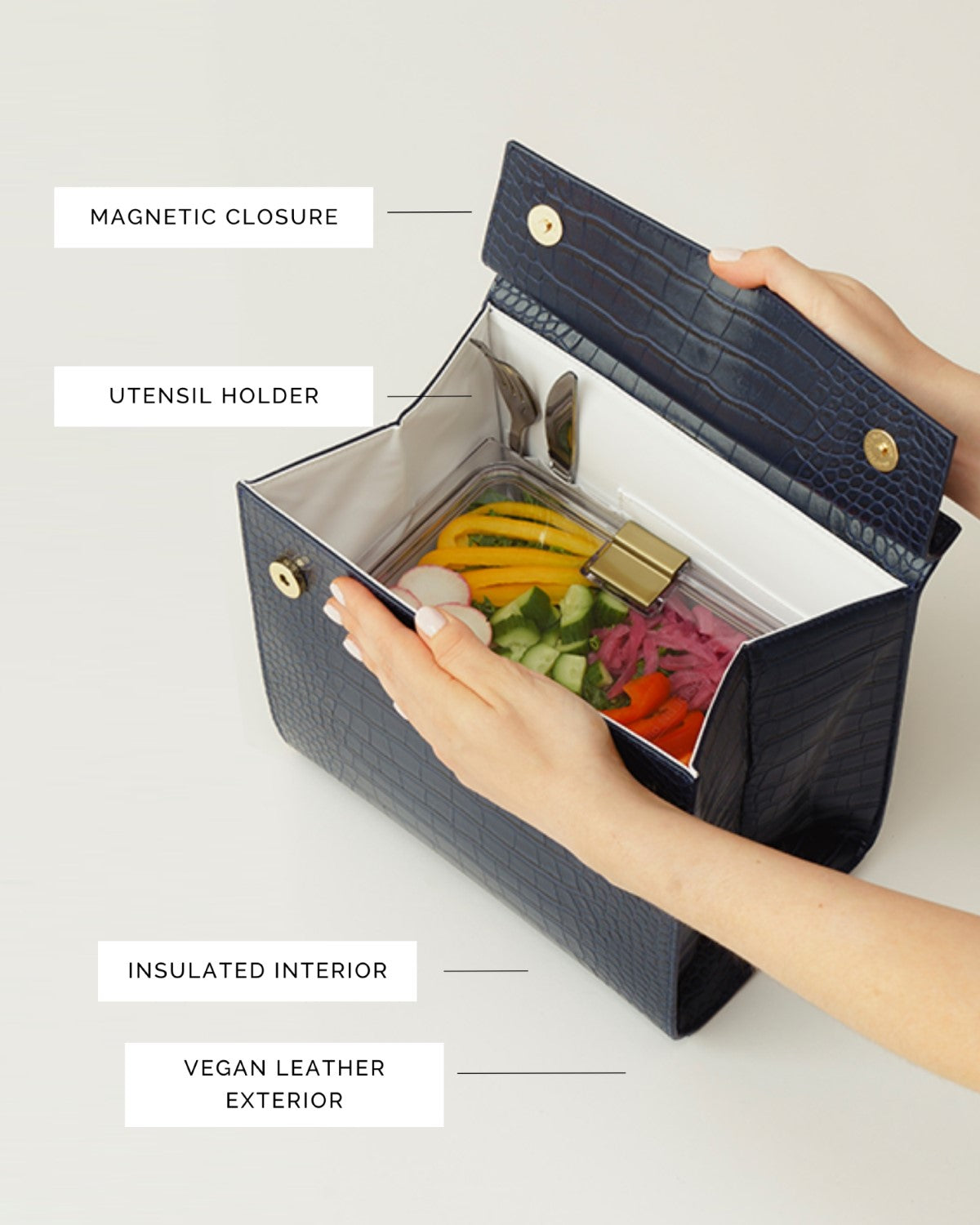 The Luncher - Navy Croc | Designer Lunch Bags & Totes - Sumiye Co