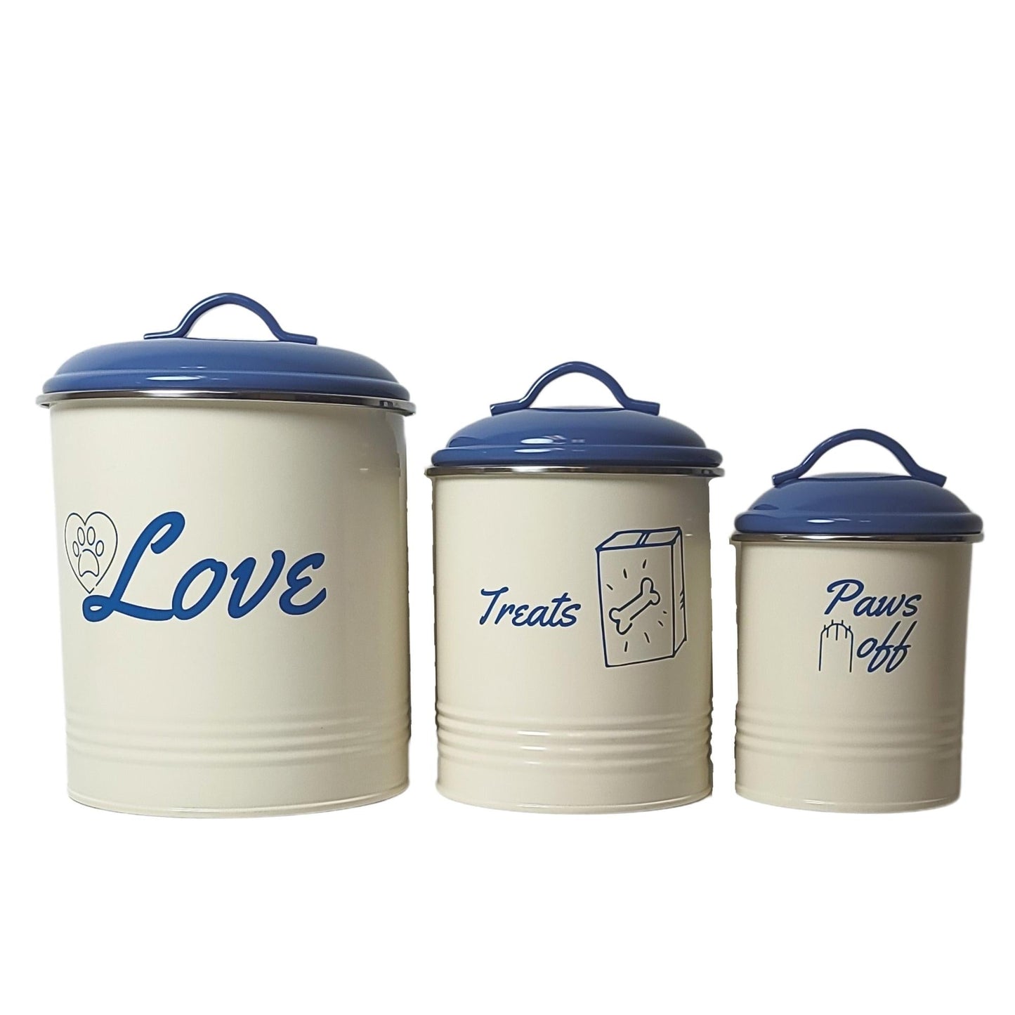 French Blue Pet Food & Treat Storage Canisters (Set of 3)-1