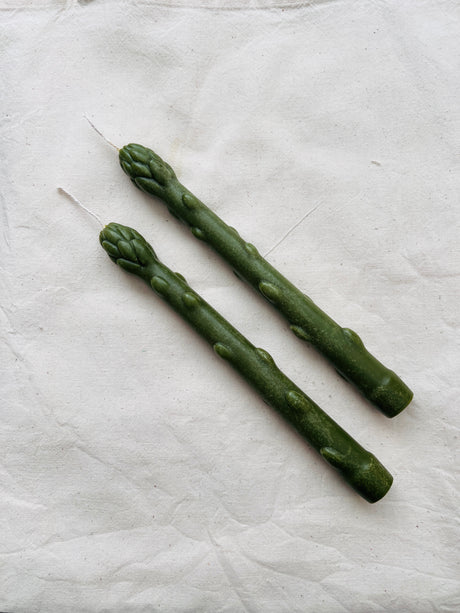 Handcrafted Asparagus Candles – Botanical Taper Candles – Set of 2 - Sumiye Co
