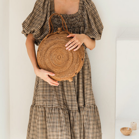 Emma Oversized Rattan Round Satchel - Sumiye Co