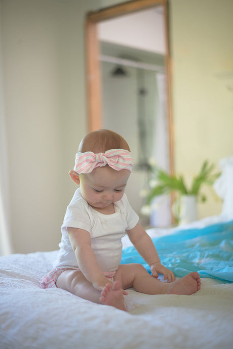 Candy Stripe Ruffle Bamboo Bloomer Headband Set-1