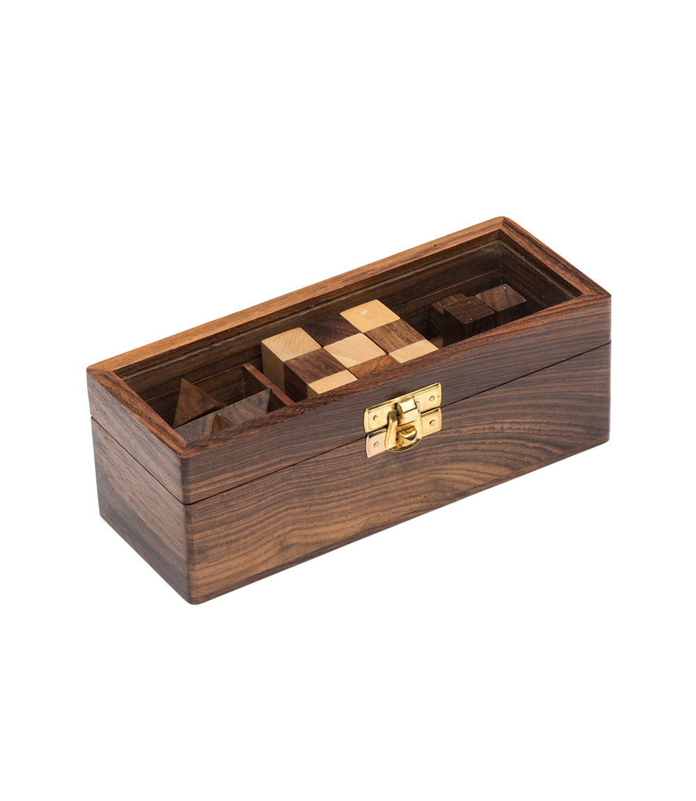 Geometric Puzzle Game Trio Gift Set - Hand Carved Wood by Matr Boomie - Sumiye Co