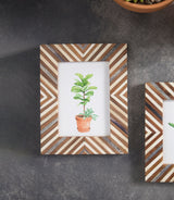 Banka Mundi 5x7 Brown & White Picture Frame - Carved Bone, Wood - Sumiye Co