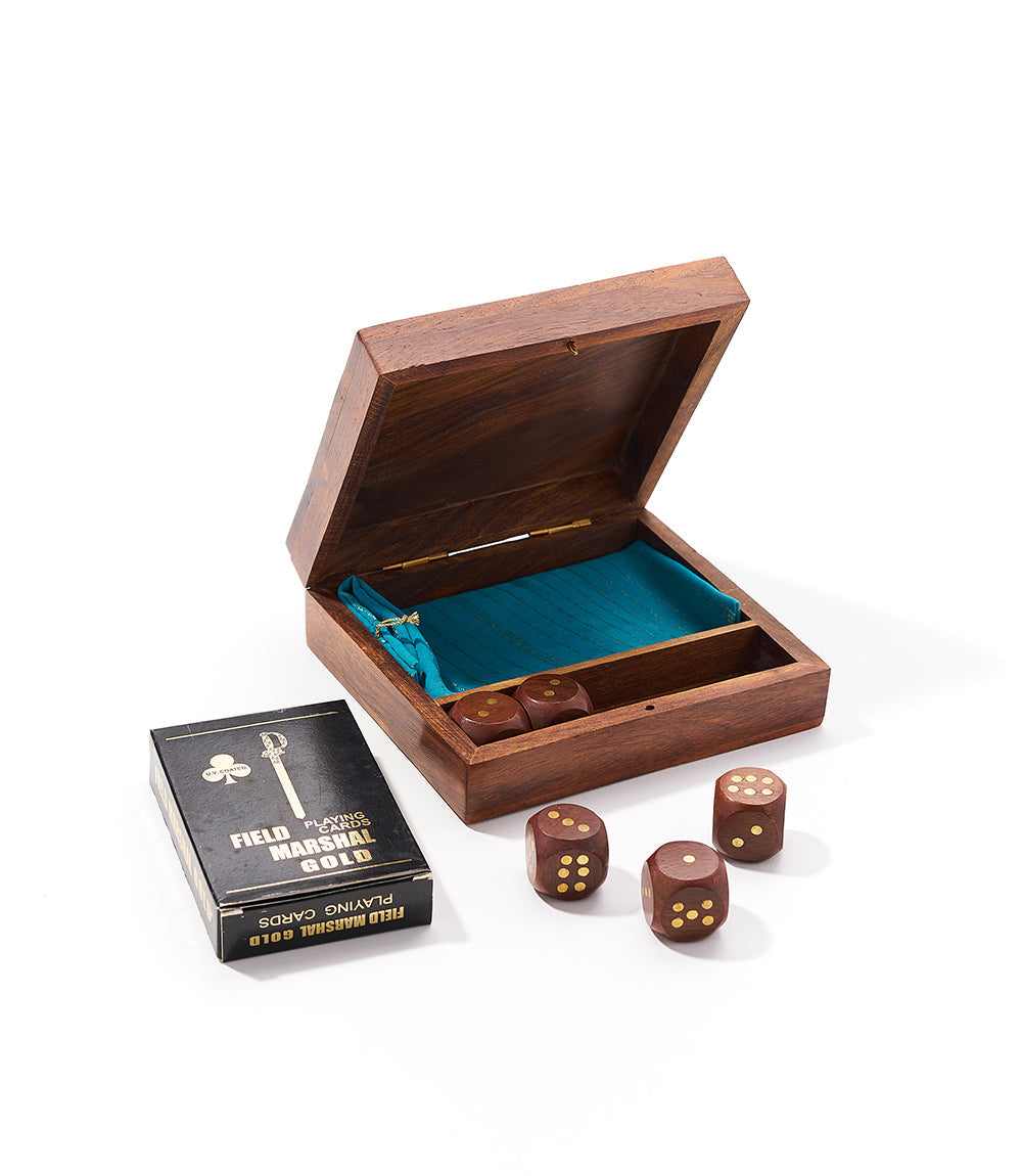 Game Night Box (5 Dice, Playing Cards) - Handcrafted Wood by Matr Boomie - Sumiye Co