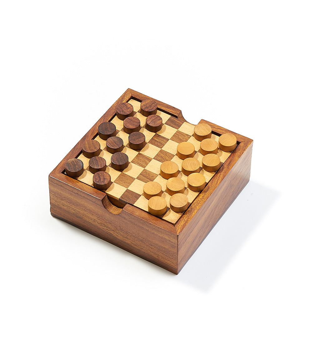 Checkers and Tic Tac Toe Game Set - Handcrafted Wood by Matr Boomie - Sumiye Co