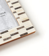 Mukhendu 4x6 Black & White Picture Frame -  Fair Trade Carved Bone - Sumiye Co