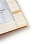 Mukhendu 4x6 Cream Picture Frame - Carved Bone, Brass Bar - Sumiye Co