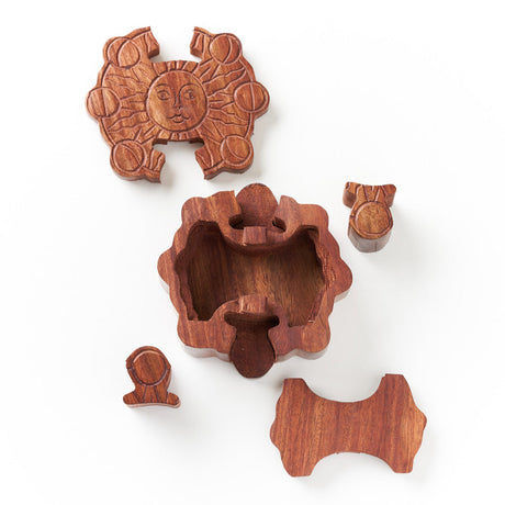 Sun and Moon Phase Puzzle Box - Handcrafted Sheesham Wood by Matr Boomie - Sumiye Co