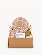 Bread Warmer & Basket Gift Set with Tea Towel - Christmas Round-0