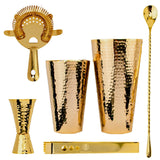 24K Gold Plate Hammered Copper Cocktail Shaker Set - Sumiye Co