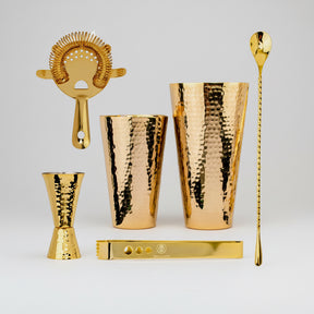 24K Gold Plate Hammered Copper Cocktail Shaker Set - Sumiye Co