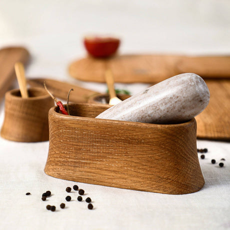 Belfort Oak Mortar and Marble Pestle - Sumiye Co