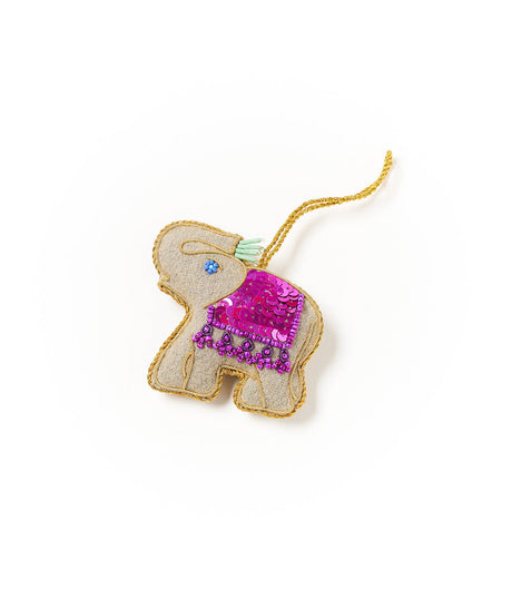 Larissa Plush Elephant Felt Ornament - Hand Embroidered by Matr Boomie - Sumiye Co
