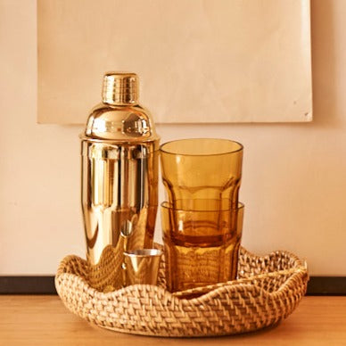 Round Rattan Scalloped Tray 10” - Sumiye Co