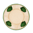 Woven placemat with green leaf decorations on a white background