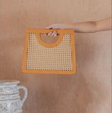 Cora Leather and Rattan Handbag - Sumiye Co