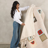 Sea Shell White Textured Checks Handloom Throw - Sumiye Co