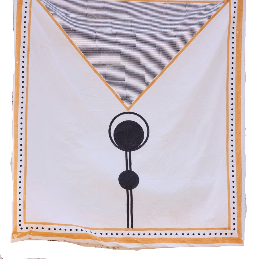 Decorative pillow with geometric design on a white background