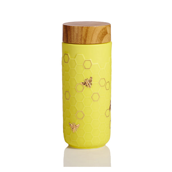 Ceramic Travel Mug | Honey Bee - Hand Painted Gold (12 oz)-8