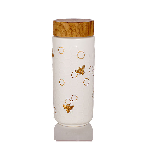 Ceramic Travel Mug | Honey Bee - Hand Painted Gold (12 oz)-6