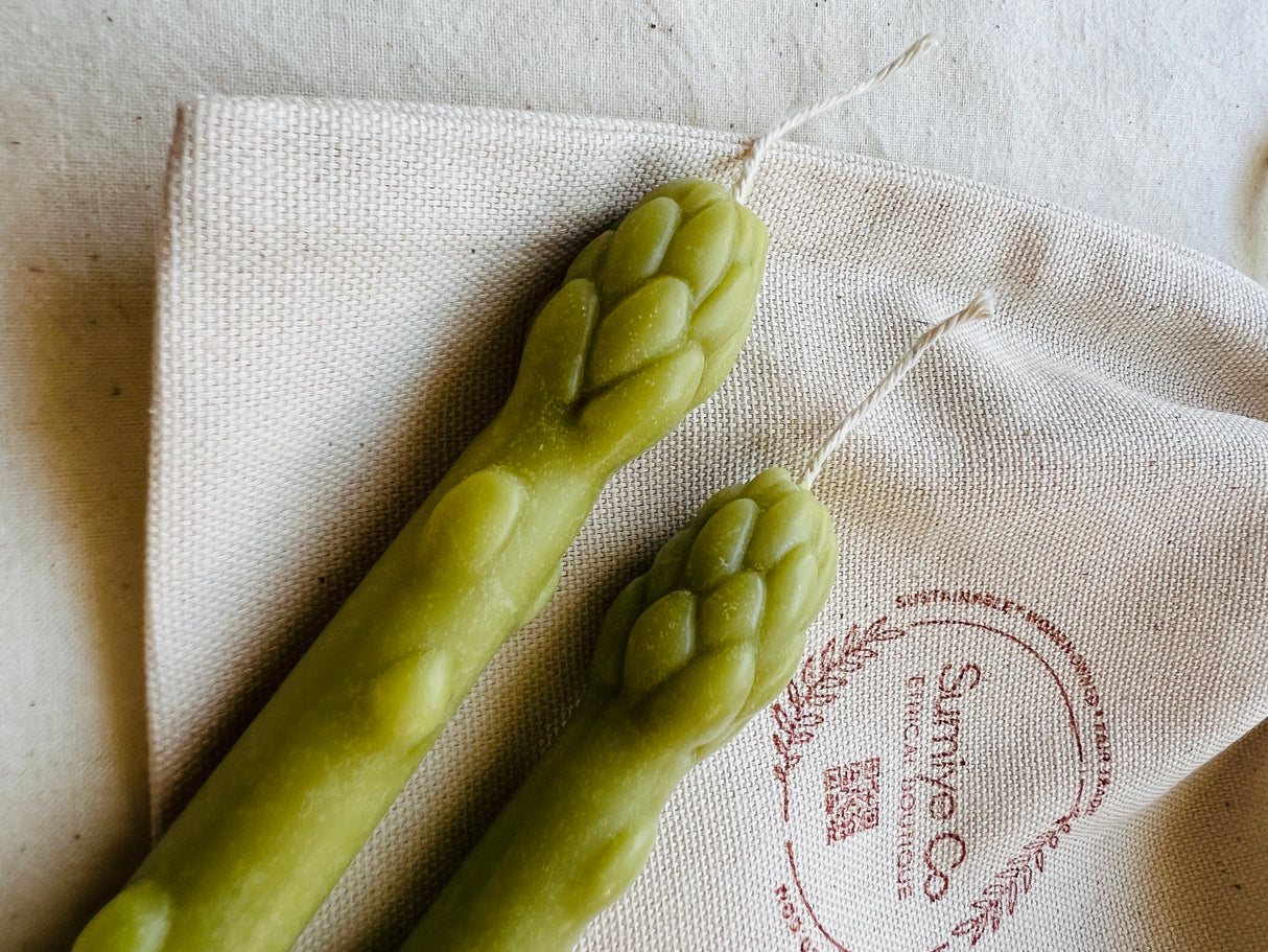 Handcrafted Asparagus Candles – Botanical Taper Candles – Set of 2 - Sumiye Co