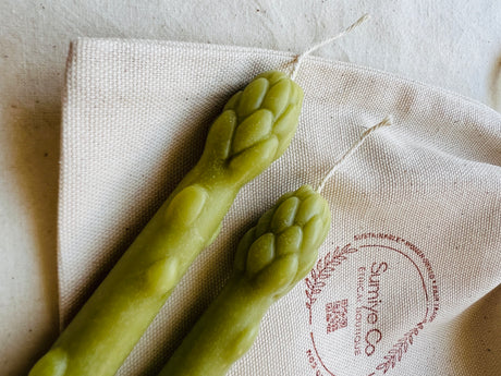 Handcrafted Asparagus Candles – Botanical Taper Candles – Set of 2 - Sumiye Co