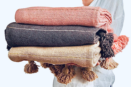 Moroccan Tasseled Blankets 78" x 58" - Sumiye Co