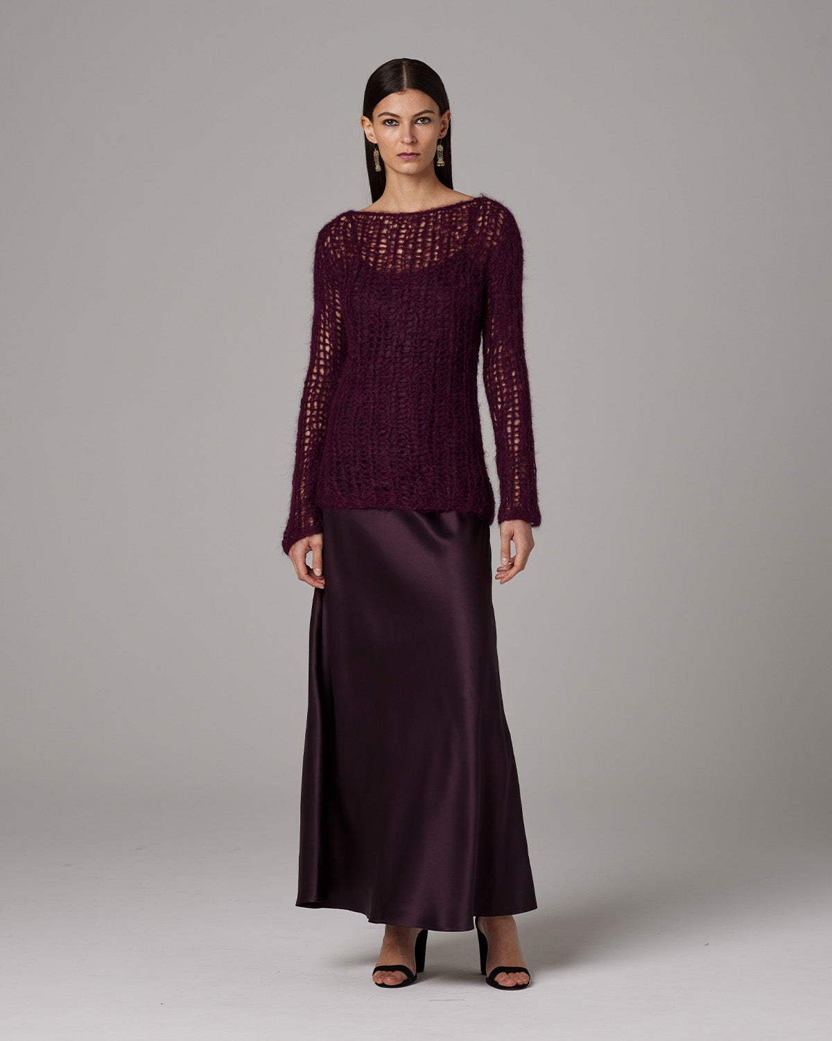 Open Mesh Boatneck Sweater - Sumiye Co