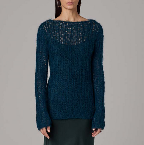 Open Mesh Boatneck Sweater - Sumiye Co