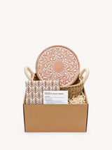 Bread Warmer & Basket Gift Set with Tea Towel - Vintage Vine Round-0