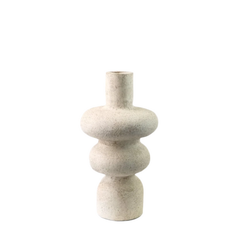 Decorative vase with a textured design on a white background