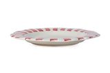 Ceramic Stripe Dinner Plate,  Red- 10 x 10 x 1.25 Inches ( Set of 4 )