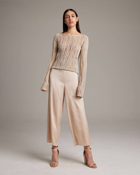 Lace Knit Boatneck Sweater - Sumiye Co