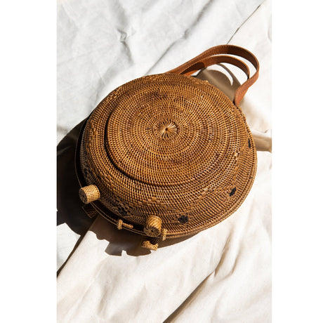 Emma Oversized Rattan Round Satchel - Sumiye Co