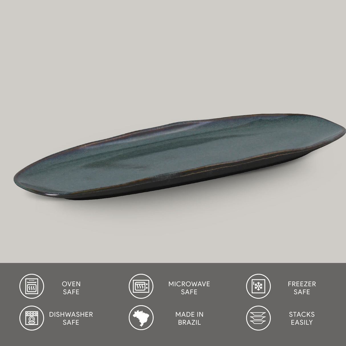 Shallow Organic Oval Platter Large Set of 4